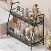 Estante de Almacenamiento para Cosméticos de Tocador de Escritorio Mostrador de Almacenamiento de Lavabo Doble Capa Estante para Artículos de Tocador y Cuidado de la Piel de Baño