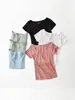 Camiseta de Verano de Nuevo Estilo con Volantes, Cuello en U, Manga Corta para Mujer, Holgada y Versátil, Cómoda Camiseta Top Estilo Ins de Modal