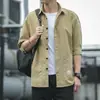 Camisas para Hombre de Manga Tres Cuartos, Estilo Coreano, Holgadas, Modernas, Casuales, de Manga Corta, Tops de Verano de Manga Media, Camisas para Hombre, Ropa de Trabajo, de Manga Corta