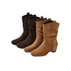 Botas Apiladas Gruesas de Venta Caliente para Mujer 2026 Nuevas Botas Martin de Suela Gruesa que Aumentan la Altura para Mujer Botas Retro de Media Caña Engrosadas con Forro de Terciopelo