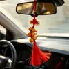 Suministros para automóviles, exquisita artesanía de tallado de madera con nudo chino, madera de durazno, colgante de tres calabazas para el interior del automóvil.