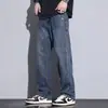 Venta al por mayor comercio exterior jeans de pierna ancha holgados de primavera y otoño para hombre, pantalones largos casuales rectos retro de la alta calle americana para hombre