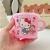 Taza de Agua Infantil de Dibujos Animados Japoneses Taza Pequeña Macarrón Taza de Leche Taza para Beber para Bebé con Tapa Asa Taza