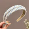 2026 Nova Faixa de Cabeça Azul de Aba Larga para Mulheres, Design de Coroa Alta, Uso Diário, Estilo Fresco, Acessório de Cabelo