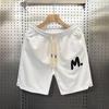 Pantalones Cortos Casuales de Sarga Elegantes y Cómodos para Hombres y Mujeres Verano Patrón de Letras Pantalones de Cinco Puntos Pantalones Rectos Sueltos Versátiles
