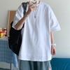 Meia-manga verão moda cor sólida all-match solto interno meia manga curta t-shirt camisa base masculina top