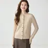 Cardigan Feminino de Cashmere com Gola Alta Estilo Chinês Tricô Trançado Grosso Quente Emagrecedor Valorizador Versátil Tricô