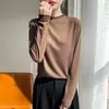 Camada Base Transfronteiriça Gola Alta Meia Fina Roupa Íntima Feminina Outono Inverno 2026 Nova Malha Estilosa Top Manga Longa T Branco