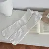 Meias com Dedos Separados com Renda Doce e Punhos Bolha, Meias Finas de Verão com Renda Vazada e Trança para Mulheres, Meias de Dois Dedos