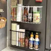 Prateleira Magnética de Armazenamento para Geladeira de Cozinha, Porta-Filme Plástico, Porta-Papel Toalha, Organizador Doméstico Sem Furos para Temperos e Filme Plástico
