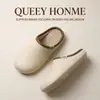 Hogar Pantuflas de Algodón para Mujer Estilo Nuevo Invierno Cómodas Suela Gruesa Suave Antibacterianas Resistentes al Olor Antideslizantes Felpa Pantuflas de Punta Cerrada Invierno