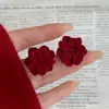 Brincos de Flor Vermelha, Brincos de Celebridade da Internet de Alto Padrão, Novo Estilo Quente de 2025, Elegantes da Moda, Brincos Festivos Cor de Vinho