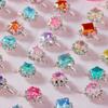Anillo de Color con Pedrería para Niños Nuevo al por Mayor Transfronterizo Estilo Caja Sorpresa Anillo para Niños Apertura Ajustable