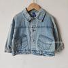 Chaqueta de mezclilla de primavera para niños estilo coreano personalizado, chaqueta casual guapa con solapa para niños y niñas, procesamiento personalizado