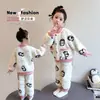 Conjunto de pijama para meninas, cardigã de flanela quente e confortável, roupão de lã de coral para bebê, conjunto de duas peças