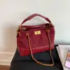 Bolsa Tote Satchel Elegante de Luxo Acessível Estilo Tweed para Mulheres Moda Outono Inicial Acolchoada com Corrente Bolsa de Ombro Único Transversal de Alta Qualidade
