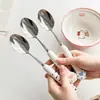 Cuchara con mango de cerámica de pata de gato, cubertería de acero inoxidable 304, cuchara de dibujos animados, cuchara redonda linda para comer, cuchara y tenedor de postre creativos