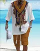 Traje Jacquard Impreso en 3D Transfronterizo para Hombre Verano Holgado Camiseta de Manga Corta Pantalones Cortos Cuello en V Traje Deportivo Traje de Dos Piezas para Hombre