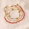 Pulsera de Hilo Rojo de la Suerte, Cuenta de la Fortuna para Año Nuevo Chino, Pulsera de Colores para Mujer, Versátil, que no se decolora, Pulsera de Cuentas Ajustable con Cremallera
