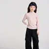 Camiseta base de manga larga con cuello medio para niños y niñas ZhiJi, color liso, elástica, se puede usar sola como un top básico