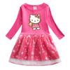 Vestido de otoño para niñas, ropa de otoño 2022, primavera y otoño, nuevo estilo occidental para niños, falda de gato KT, falda de primavera de manga larga para niñas