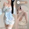 Lingerie Quente Laranja Cardigã Sexy Japonês Conjunto de Três Peças Chiffon Bordado Kimono Uniforme Quente Traje Feminino para Cabelo