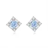 Pendientes de botón de plata S925 Hui Kai Jewelry para mujer, Pendientes de piedra de cristal natural cuadrados, Joyería de lujo ligero en stock