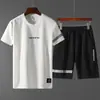 Camiseta masculina de manga curta terno de verão masculino roupas moda terno de seda gelada com camiseta bonita marca de moda meia-manga