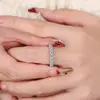Anillo de Plata de Ley S925 con Moissanita para Mujer, Lleno de Diamantes, Anillo de Fila Elegante, Anillo para Mujer Chapado en Platino