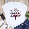 Camiseta de manga corta con árbol de mariposas moda europea y americana chaquetas estampadas para mujer holgadas comercio exterior transfronterizo wish/ebay Amazon