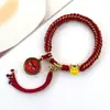 Pulsera Thangka Estilo Tíbet con Cinco Deidades de la Riqueza, Pulsera Tejida a Mano con Tara Verde y Cinco Santos, Pulsera Caja Gahu