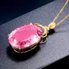 Colgante Sexy Rosa con Forma de Corazón de Melocotón Chapado en Oro Diamante Piedra Ovalada Grande Desnuda Color Diamante Colgante Tesoro de Lujo Noble