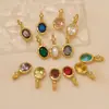 Acessórios DIY Europeus e Americanos, Strass, Pedra de Nascimento de Dezembro com Diamantes, Pingente de Aço Inoxidável 316, Acessórios de Pérola Colorida