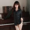 Noche Dorada Lencería Sexy Camisa a Rayas Uniforme de Secretaria Pura Traje Libre Pasión Tentación Sexy Pijama