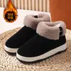 Pantufas masculinas quentes de inverno com sola grossa e antiderrapante, adequadas para uso interno e externo, com forro de algodão macio, respirável e quente.
