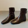 Versión de piel de oveja de botas cortas de mujer para aumentar la altura, Botas Martin otoño 2026, Botas ajustadas retro de estilo francés elegante