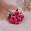 Luxo Leve Flor Artificial Rosa Diamante Casamento Flor Falsa Cenário de Fundo Layout Flor Decorativa Material Flor de Seda Móveis para Casa