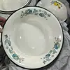 Cuenco Profundo de Sopa Esmaltado Engrosado Tazón de Esmalte Borde Enrollado Bol Nostálgico Antiguo Lavabo Redondo de Porcelana Lavabo Profundo para el Hogar Bol para Arroz
