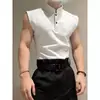 Chaleco Deportivo Estilo Cadena para Hombre, Color Sólido Estilo Americano con Media Cremallera Diseño de Verano, Camiseta sin Mangas de Peso Pesado para Entrenamiento de Fitness para Hombre