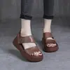 Sandalias de Mujer 2026 Primavera/Verano Nuevo Estilo Capa Superior Piel de Vaca de Caña Baja Suela Gruesa Cómodas Antideslizantes Peep-Toe de Velcro