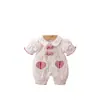 Mono de Verano a Cuadros Rojos con Lazo, Manga Corta, Ropita de Verano, Ropa para Exteriores, Bebé, Infantil, Ropa para Niños, Traje para Gatear