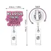 Porta-credencial retráctil de acrílico, clip divertido para insignia, lindo porta-credencial de identificación retráctil, porta-credencial retráctil personalizado con purpurina de fácil extracción