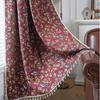 Cortina Yuman Qiyun Rosa Flor Carnosa Jacquard Borla Cortina Terminada Cortina de Cocina Ventana Mirador Sombreada