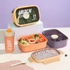 Lonchera de Polipropileno de Grado Alimenticio para Estudiantes, Lonchera Sellada Compartimentada con Tapa y Utensilios, Recipiente para Preparación de Comidas para Trabajadores de Oficina