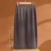 Saia Midi Tricô 100% Lã para Mulheres, Tamanho Pequeno, Saia Reta Bodycon, Branca, Outono/Inverno, Saia Emagrecedora