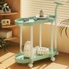 Carrinho de Mesa Lateral Móvel Estilo Creme com Prateleira de Armazenamento com Rodas Mesa de Cabeceira de Quarto Mini Mesa de Café de Sala de Estar Prateleira de Armazenamento