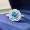 Anel de Prata S925 com Diamante Colorido Moda Personalidade Micro-incrustado Anel de Diamante Simulado Moda Princesa Mulheres