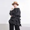 Camiseta Plisada Hecha a Mano de Issey Miyake Japón Más Vendida Irregular Holgada de Longitud Media Cubre Imperfecciones Manga Larga Jersey Versátil