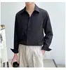 Camisa Blanca de Lujo Ligero con Botones a Presión, Sin Planchar, Cuello Windsor, Elástica, Moda Casual de Negocios, Color Sólido, Camiseta Base para Hombre