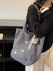 Bolso de Lona Bordado Casual y Lindo de Dibujos Animados 2025 Nuevo para Viajeros Gran Capacidad Color Sólido Retro Bolso de Hombro